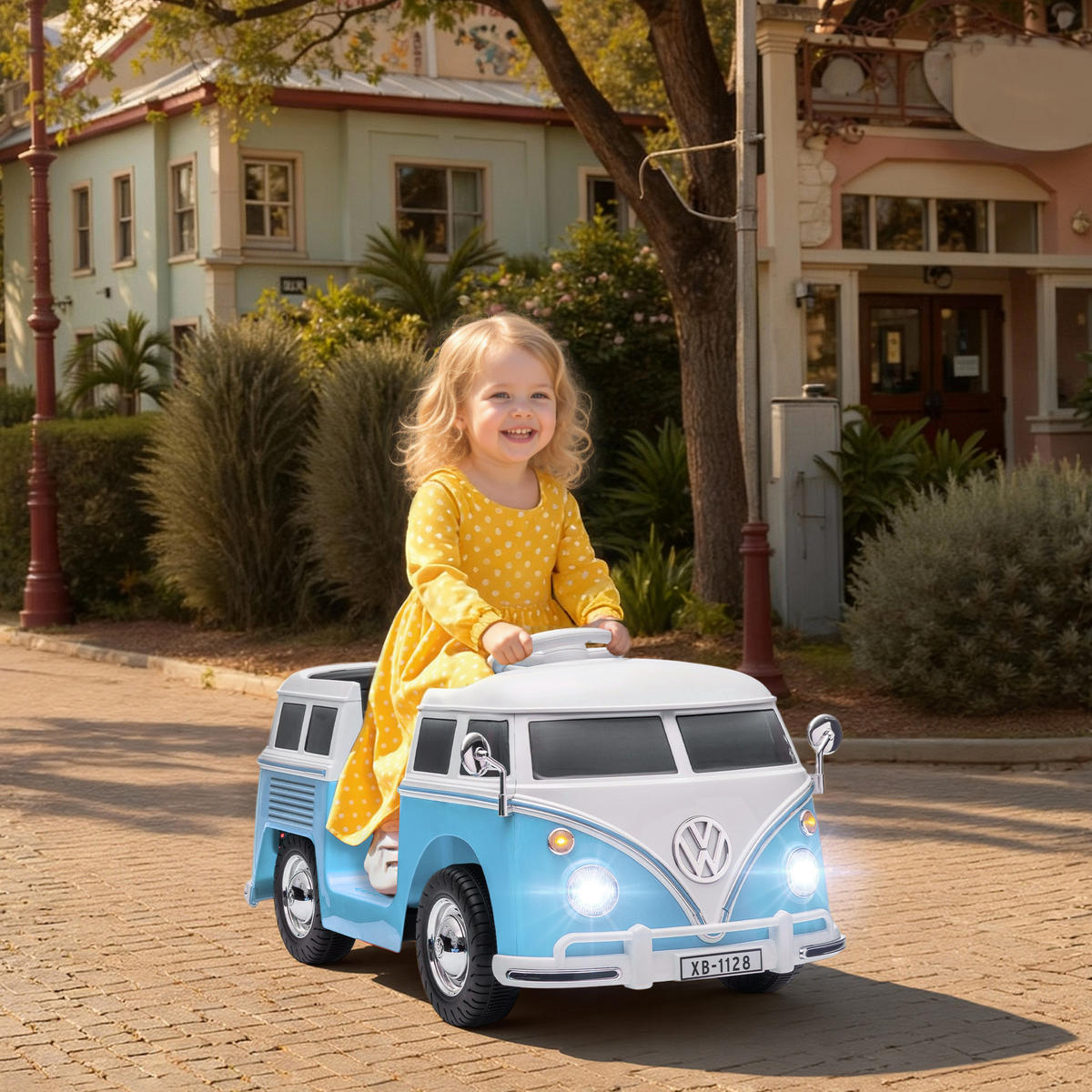 KINDER-ELEKTROAUTO mit MP3 Doppelmotor Hupe LED-Leuchte - Blau, Metall (89/49/41.5cm) - AIYAPLAY