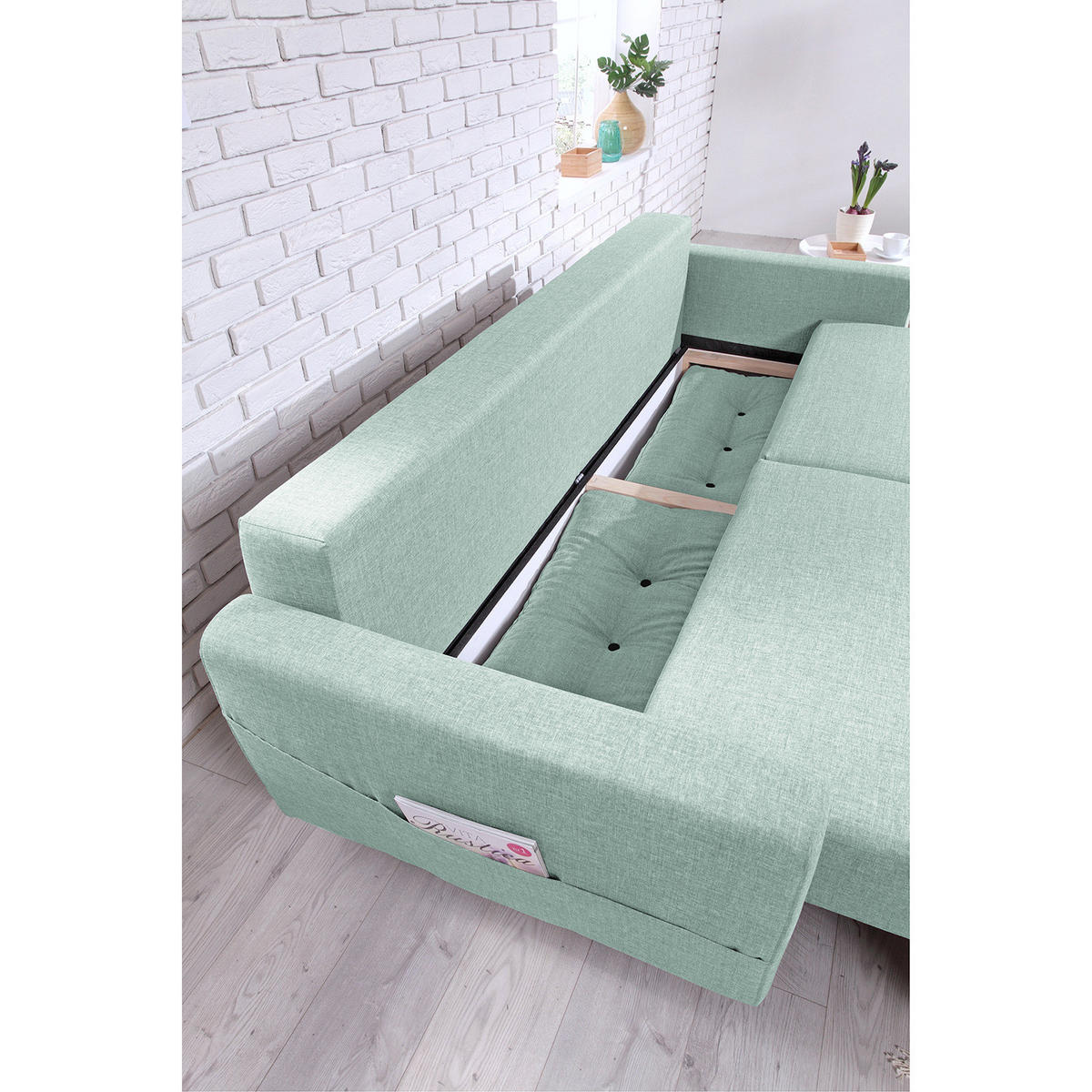 3-SITZER SOFA - Grau, Holz (220/90/90cm) - home24