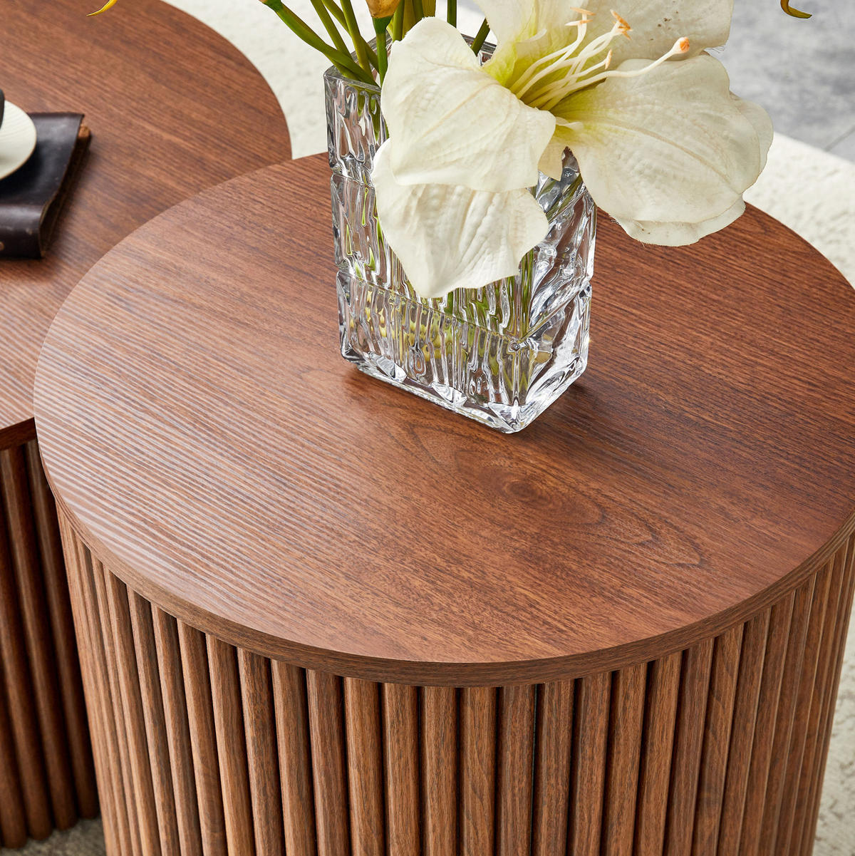 COUCHTISCH aus MDF in Walnussfarben mit verborgenem Stauraum im 2er-Set - Walnussfarben, Holzwerkstoff (65/65/40cm) - Modfu