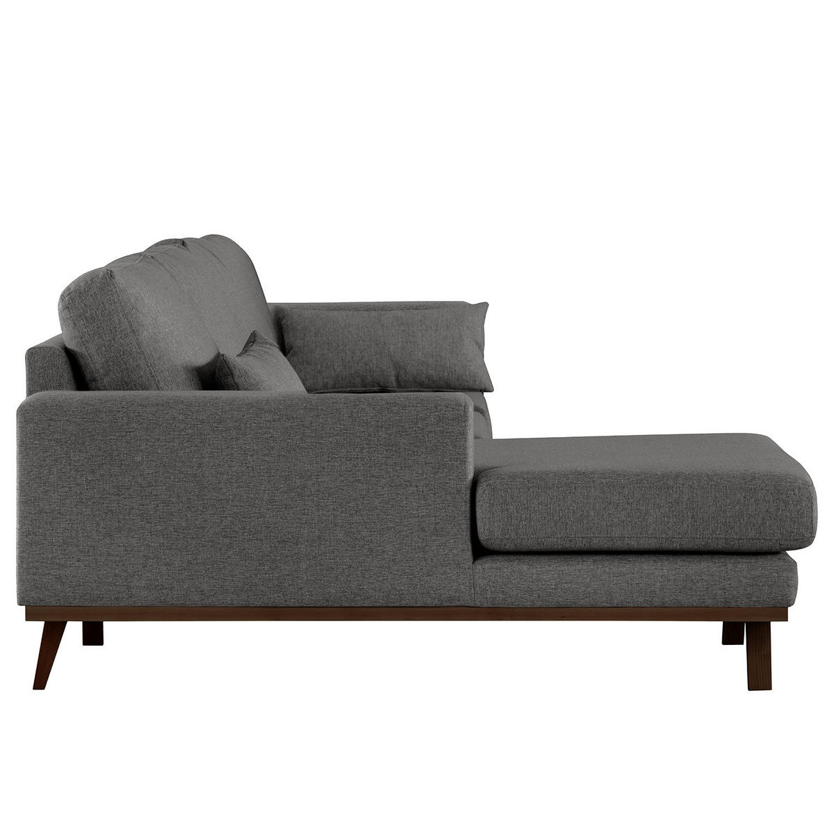 ECKSOFA mit Longchair - Dunkelgrau/Buchefarben, Textil (281/153cm) - home24