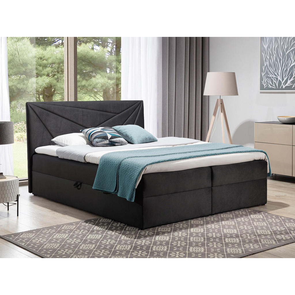Thumbnail - Mirjan24 Boxbett, Dunkelgrau, Holz, H3, 160x200 cm, Schlafzimmer, Betten, Boxspringbetten