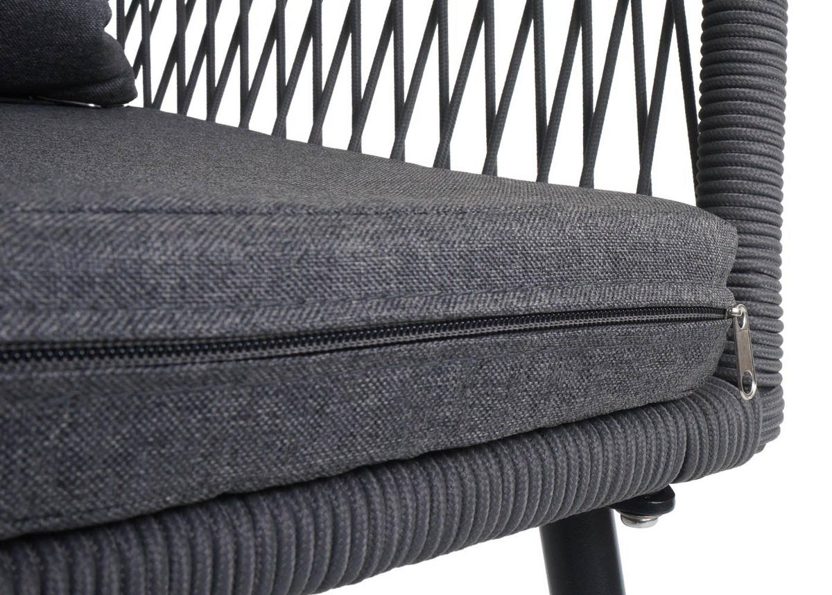 GARTENSTUHL 2er-Set 81x54x62cm Aluminium Seilgeflecht Rope Anthrazit - Anthrazit, Metall (54/81/62cm) - PROREGAL