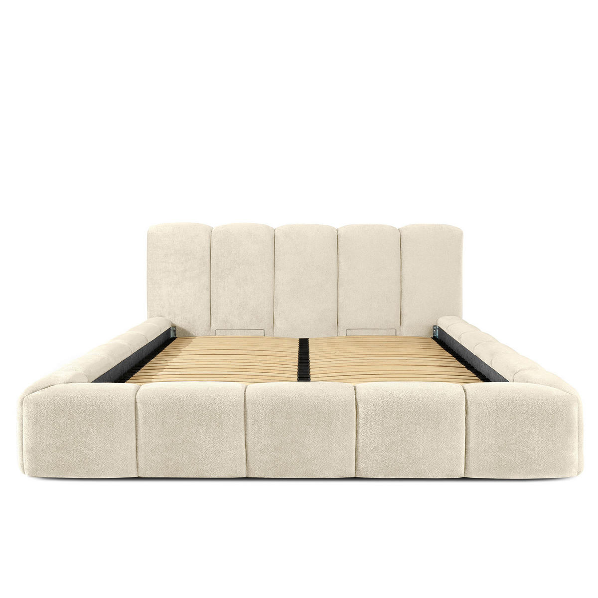 POLSTERBETT OLMIRA - Ecru/Schwarz, Holz/Holzwerkstoff (182/203cm) - KONSIMO®