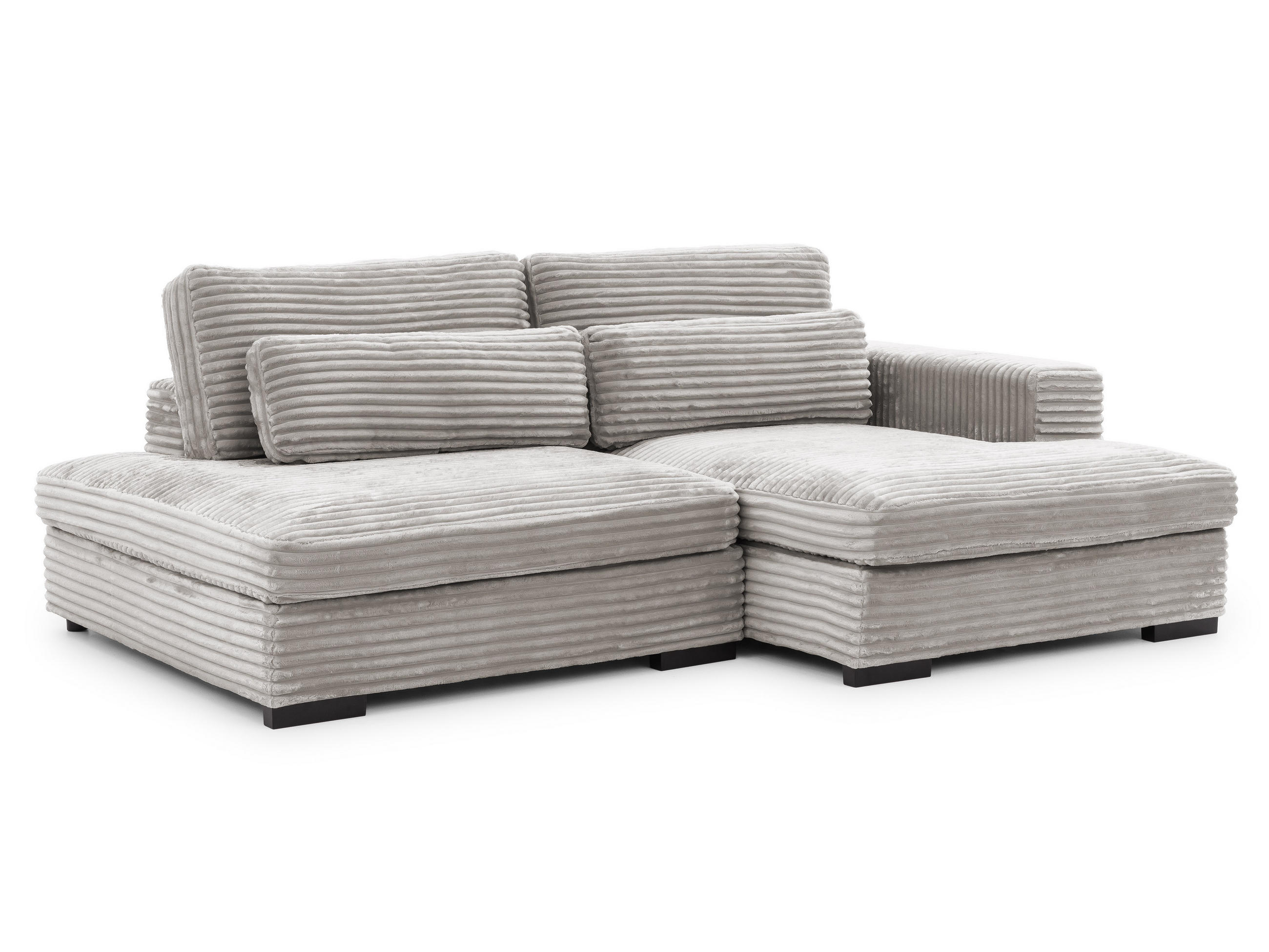 ECKSOFA Wolke mit tiefer Sitzfläche, Schlaffunktion und praktischem Bettkasten aus weichem Taupe Cordstoff - Taupe/Schwarz, Holz/Kunststoff (225/162cm) - S-Style