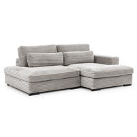 ECKSOFA Wolke mit tiefer Sitzfläche, Schlaffunktion und praktischem Bettkasten aus weichem Taupe Cordstoff - Taupe/Schwarz, Holz/Kunststoff (225/162cm) - S-Style