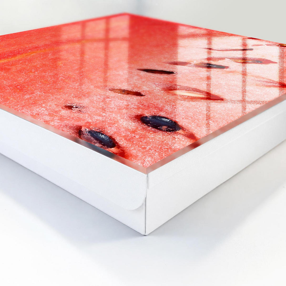 SCHLÜSSELBOX Weiß 30x30 cm – Türöffnung nach rechts - Saftige Wassermelone - Rot, Metall (30/30/5cm) - TULUP