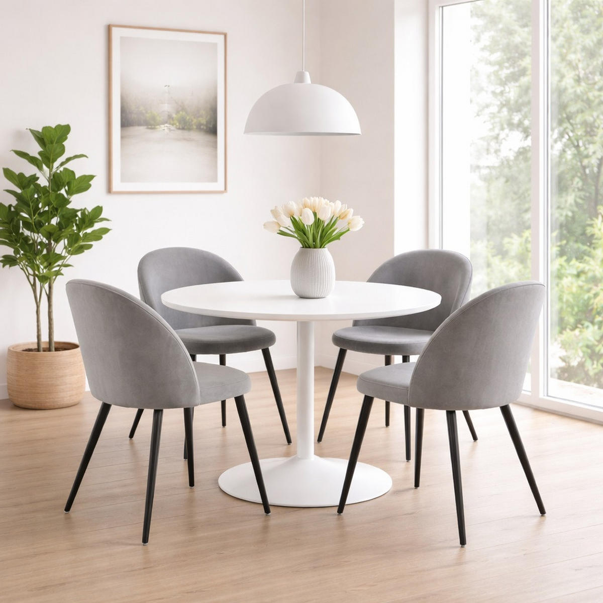 ESSGRUPPE 5-TLG. Carry Weiß, Grau - Weiß/Grau, Textil (110/74/110cm) - ebuy24
