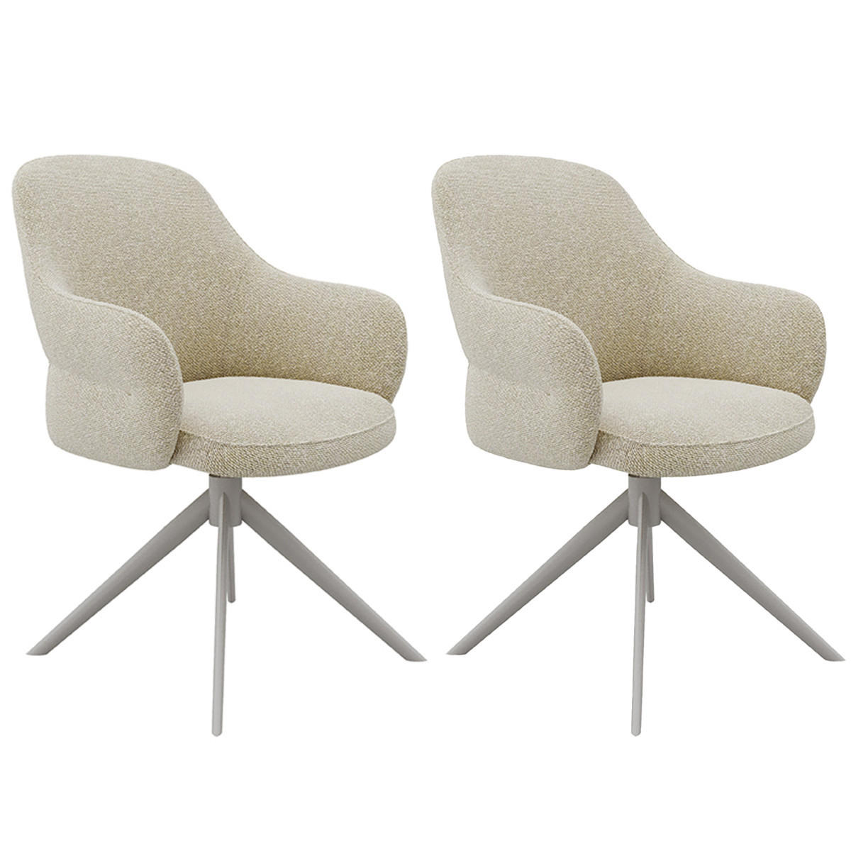 ESSZIMMERSTUHL Bern Beige 66/61/91 cm 2er-Set - Creme, Textil (61/91/66cm) - LABEL51