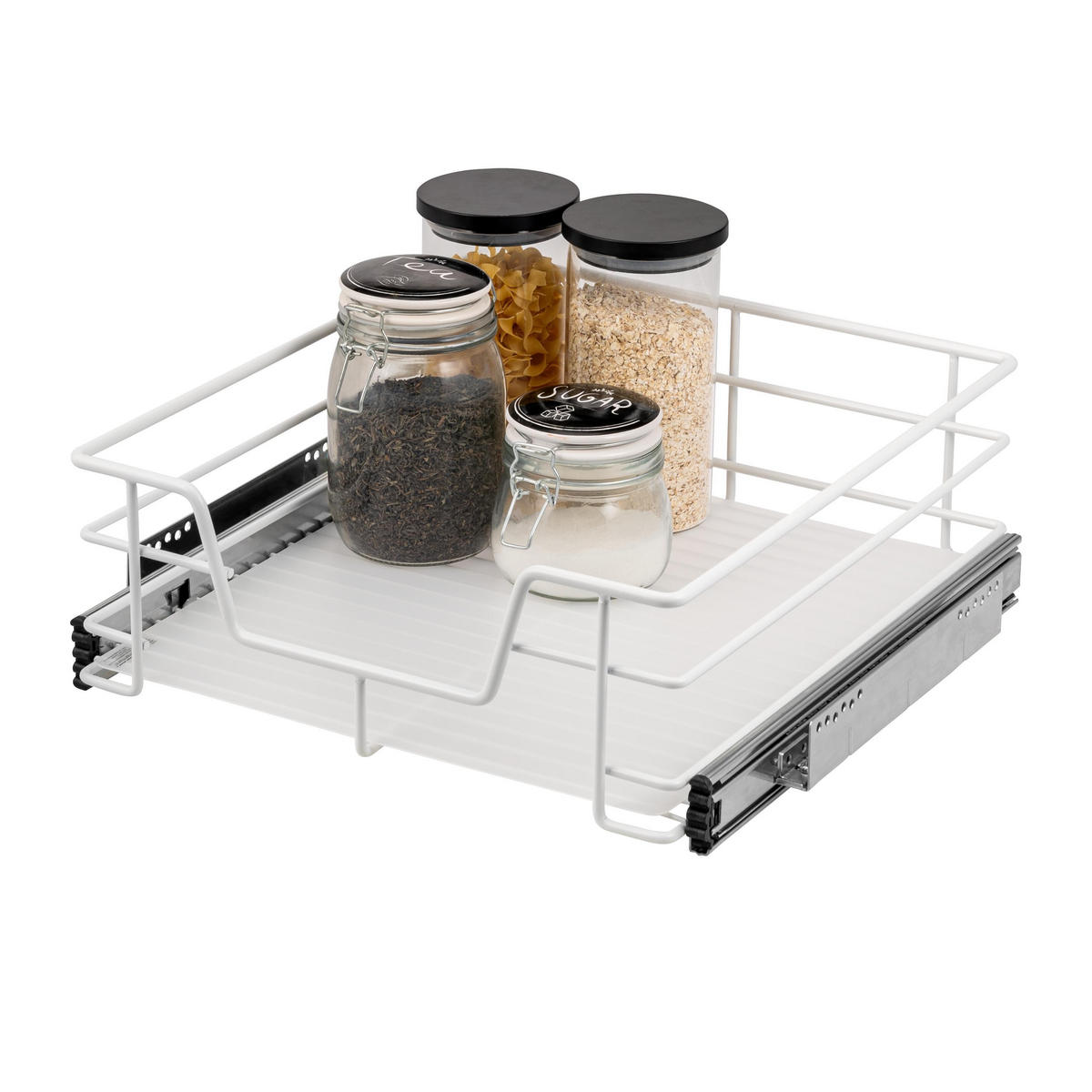 TELESKOPSCHUBLADE 50 cm, weiß, Metall - Weiß, Metall (47/14/44cm) - bremermann