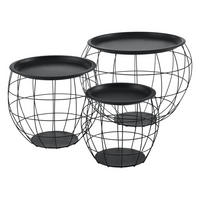 COUCHTISCH Neman SET 3-teilig 50/50/40 - Schwarz, Metall (50/50/40cm) - [en.casa]