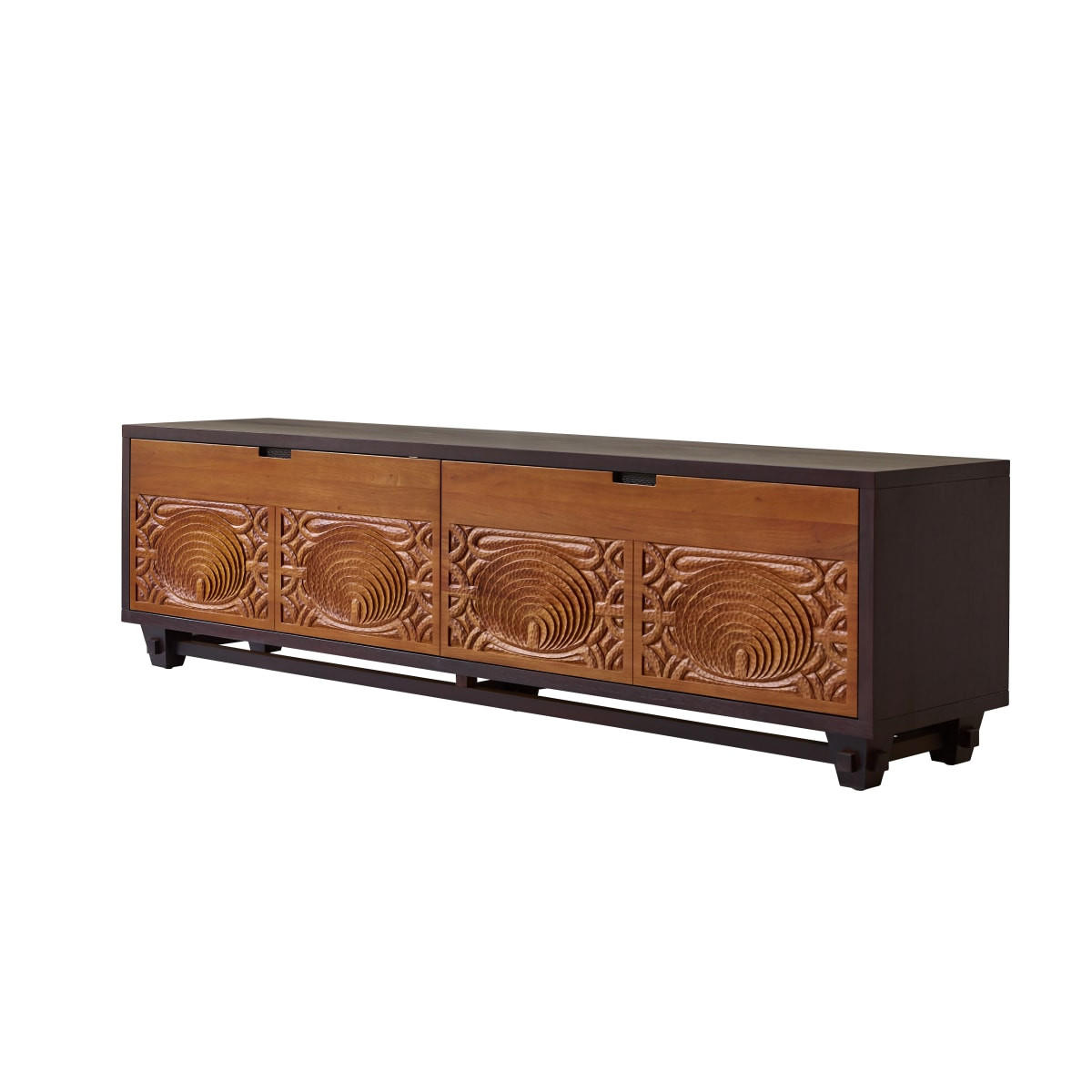 TV-SCHRANK Frida Dunkelbraun aus Mahagoni - Dunkelbraun, Holz (200/55/45cm) - Tikamoon