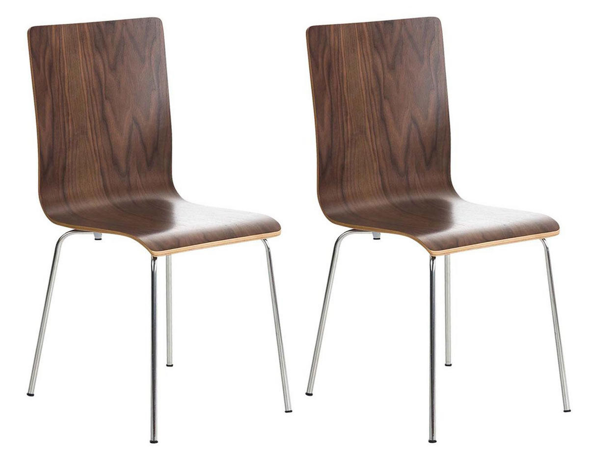 BESUCHERSTUHL 2er Set Holz walnuss - Walnussfarben, Holz/Metall (43/87/47cm) - CLP