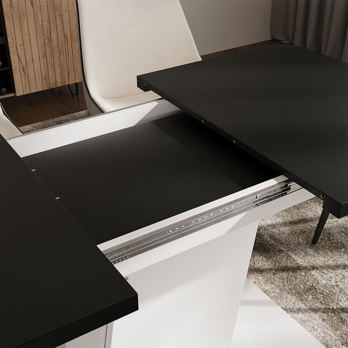 ROZKLÁDACÍ JÍDELNÍ STŮL Fenaro Černá/bílá - bílá/černá, kompozitní dřevo (80/120/77.3cm) - Vicco