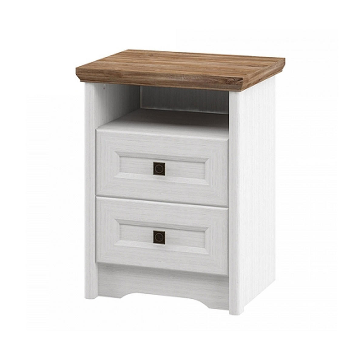 NACHTKONSOLE Tivoli weiß gewischt / Eiche Sterling - Eichefarben/Weiß, Holz/Holzwerkstoff (50/65/38cm) - Feldmann-Wohnen