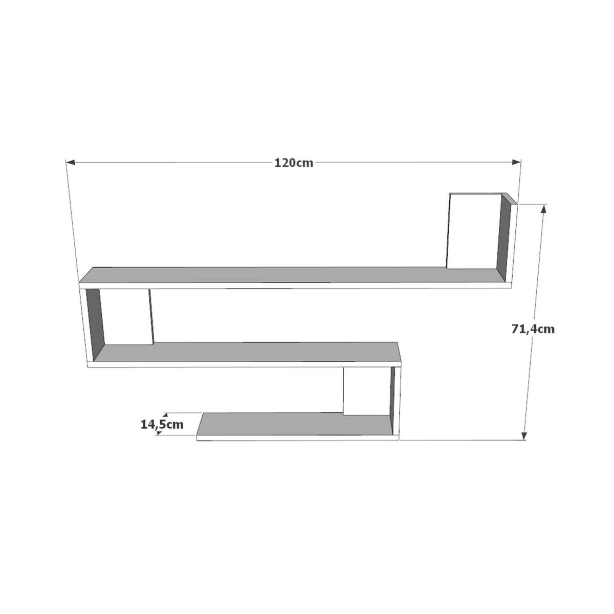 WANDREGAL Hellbraun 14,5/120/71,5 cm - Braun, Holzwerkstoff (120/71.5/14.5cm) - Mobili Rebecca