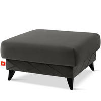 POUF GUSTAVO III Velours, Anthrazit - Anthrazit, Holz/Holzwerkstoff (92/49/92cm) - KONSIMO®