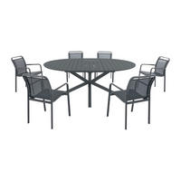 GARTENESSGRUPPE im Set - 6 -Sitzer - Aluminium - anthrazitgrau - VELYRA - Anthrazit, Metall - Vente-Unique