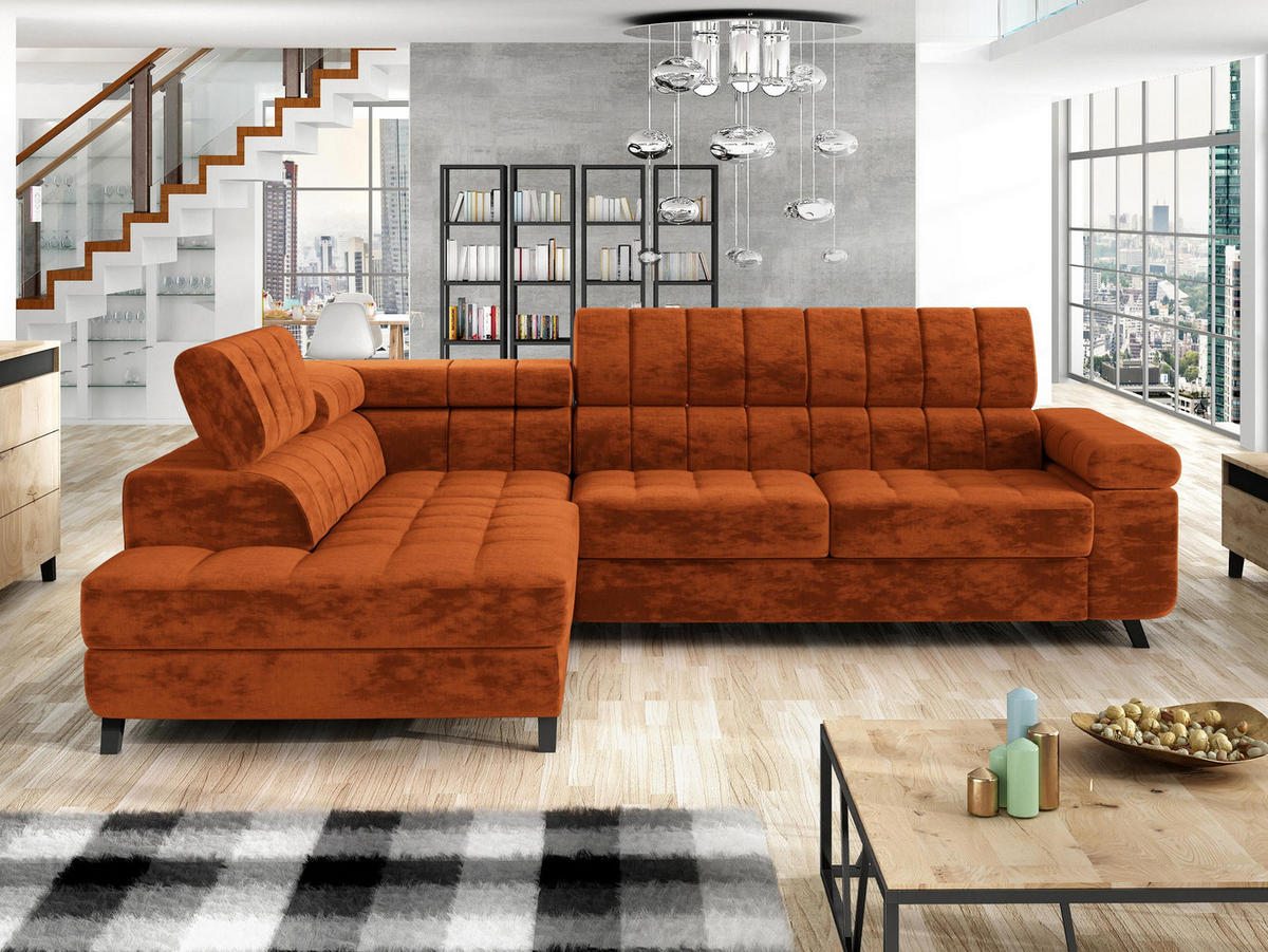 ECKSOFA Nord, Seite: Links - Schwarz/Bronzefarben, Holz/Textil (264/203cm) - MIRJAN24