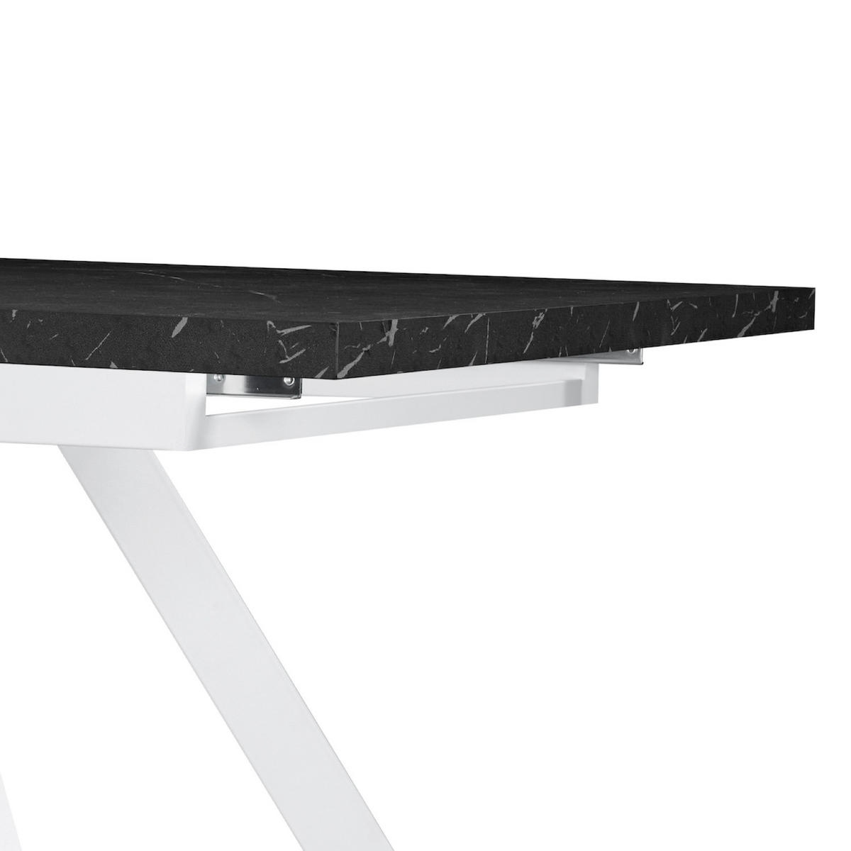 ESSTISCH SVEN 120-160/80/76 cm Marmor-Schwarz - Anthrazit/Weiß, Holzwerkstoff/Metall (80/120/76cm) - B&D Home