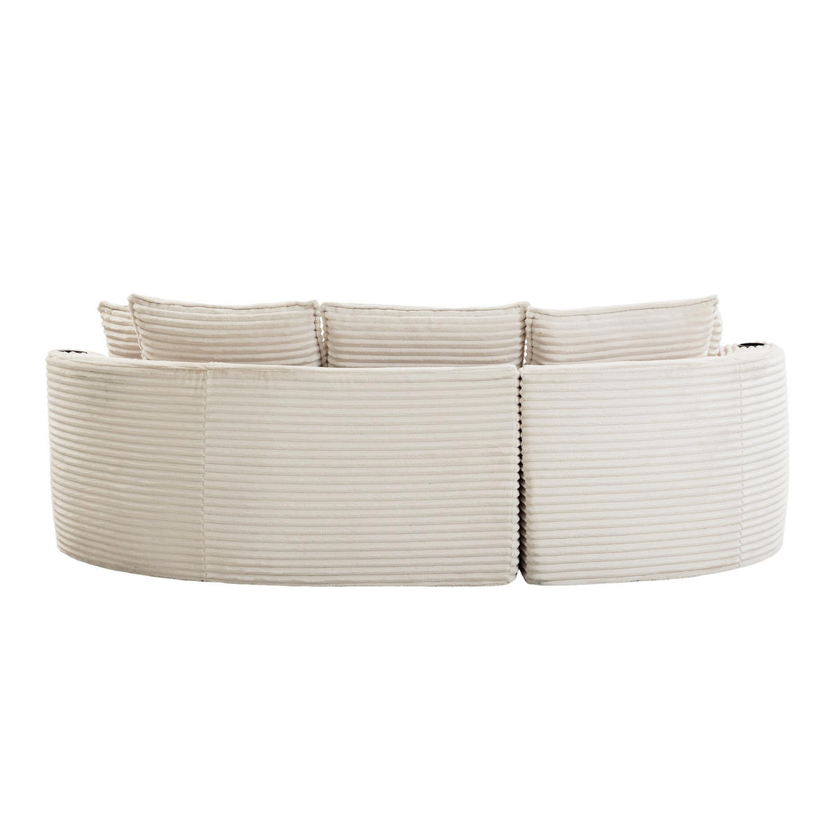 ECKSOFA DE-33808 Bogendesign mit Becherhalter Beige - Beige, Textil (250/152cm) - ComfortXL