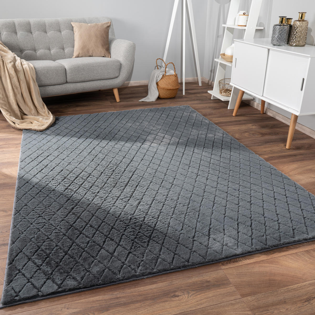 HOCHFLORTEPPICH 160/220 cm Arnheim 742 - Anthrazit, Textil (160/220cm) - Paco Home