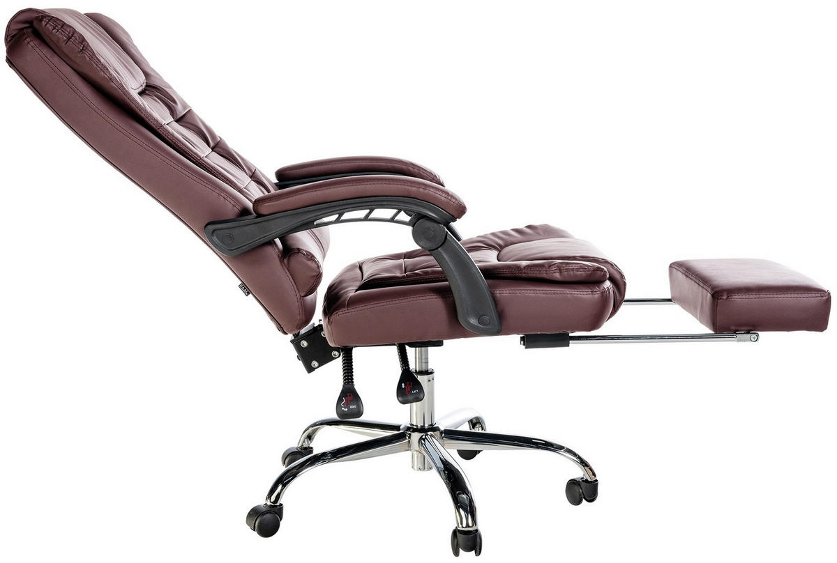 CHEFSESSEL Lederlook bordeauxrot - Chromfarben/Bordeaux, Textil/Metall (67/115/68cm) - CLP