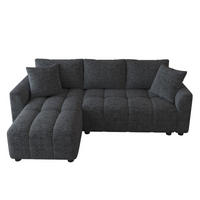 ECKSOFA 204/127/82.5 cm Grau Chenille mit 2 Zierkissen - Grau, Holz/Textil (204/127cm) - Oxeza