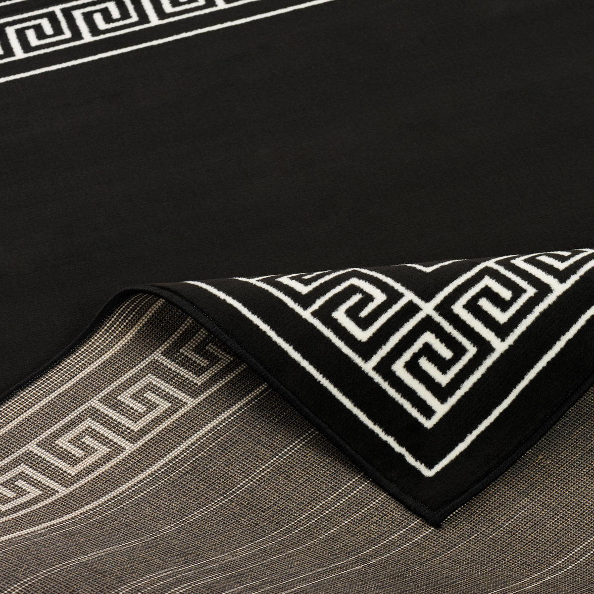 TRENDLINE SCHWARZ WEISS RÖMISCHE BORDÜRE - Schwarz/Weiß, Textil (120/170cm) - Pergamon