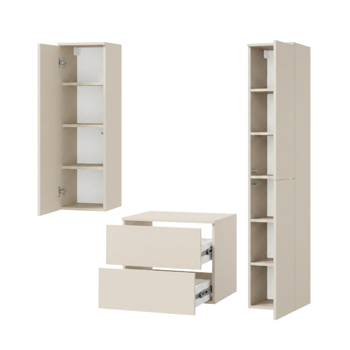 BADMÖBEL-SET Color Macadamia 3-Teilig (2S 60 + 1D 100 + 2D 160) - Beige, Holzwerkstoff (120/160/45cm) - mzm24