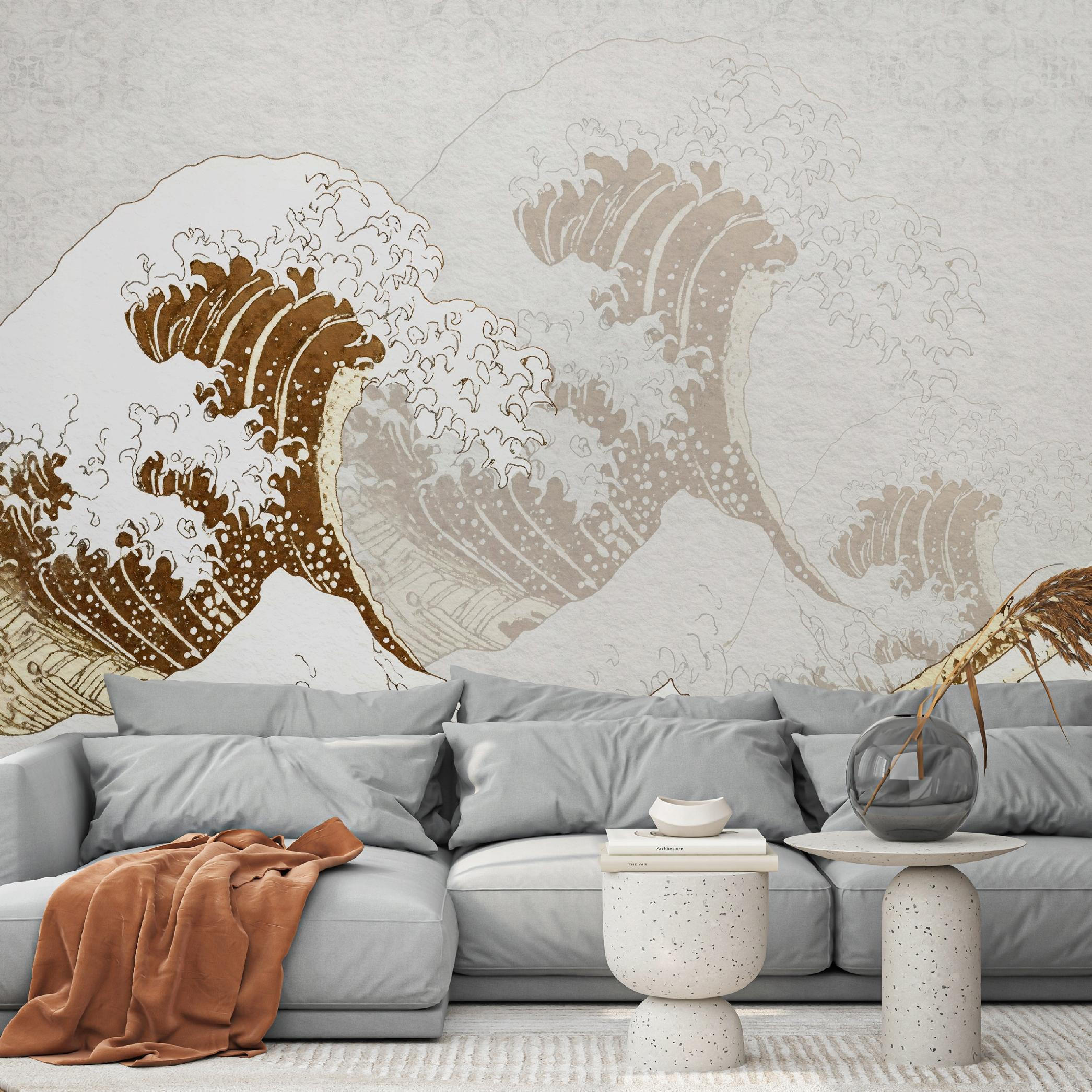 FOTOTAPETE Abstrakt Beige Vlies Tapete Wohnzimmer 350x250 - Multicolor, Papier (350/250cm) - Wallarena