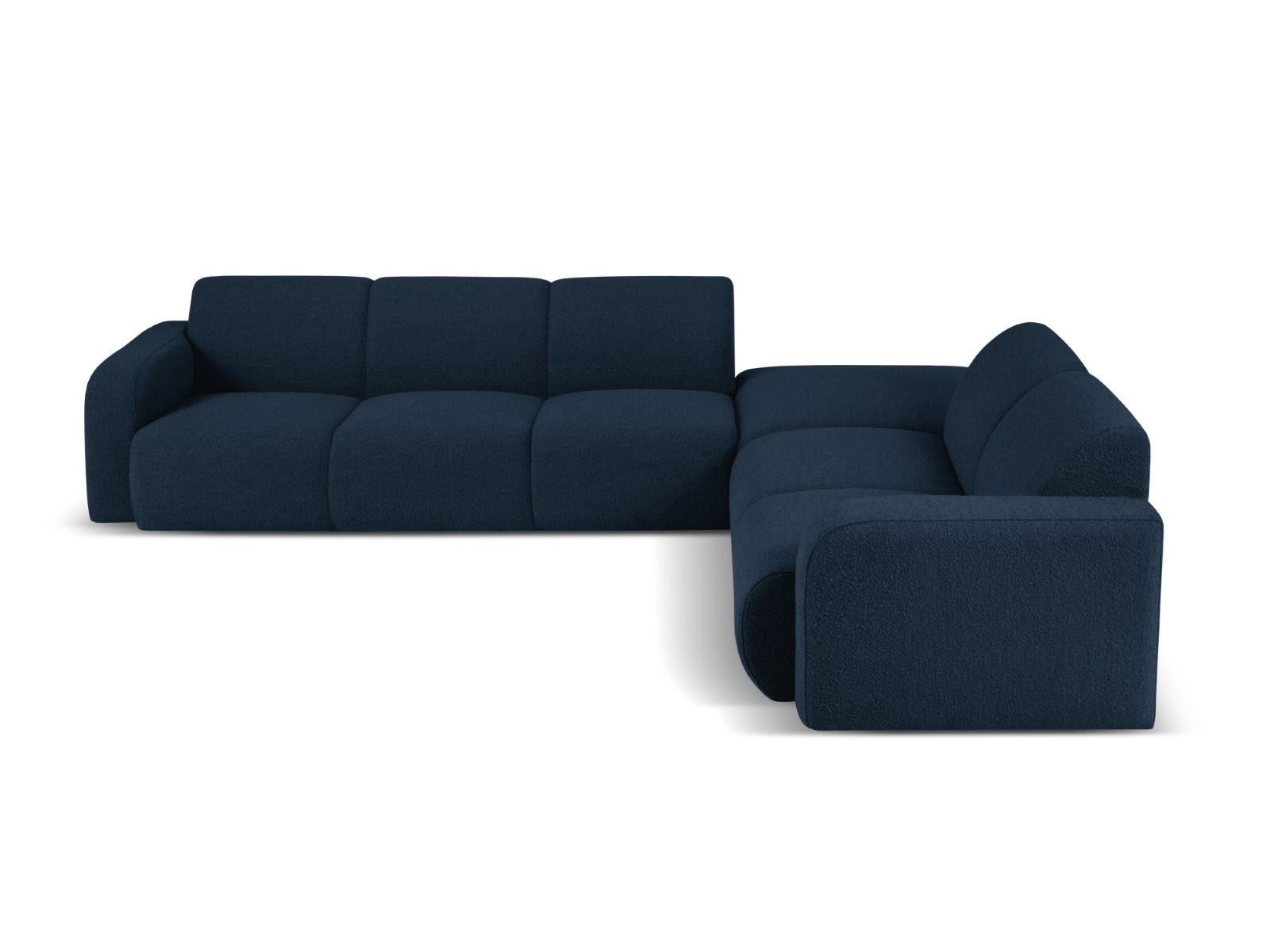 ECKSOFA rechts Molino aus Boucle dunkelblau 6 Sitzplätze - Dunkelblau, Textil (250/315cm) - Micadoni