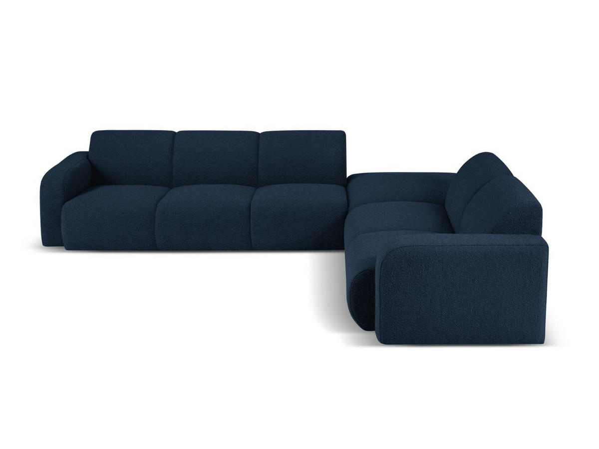 ECKSOFA rechts Molino aus Boucle dunkelblau 6 Sitzplätze - Dunkelblau, Textil (250/315cm) - Micadoni
