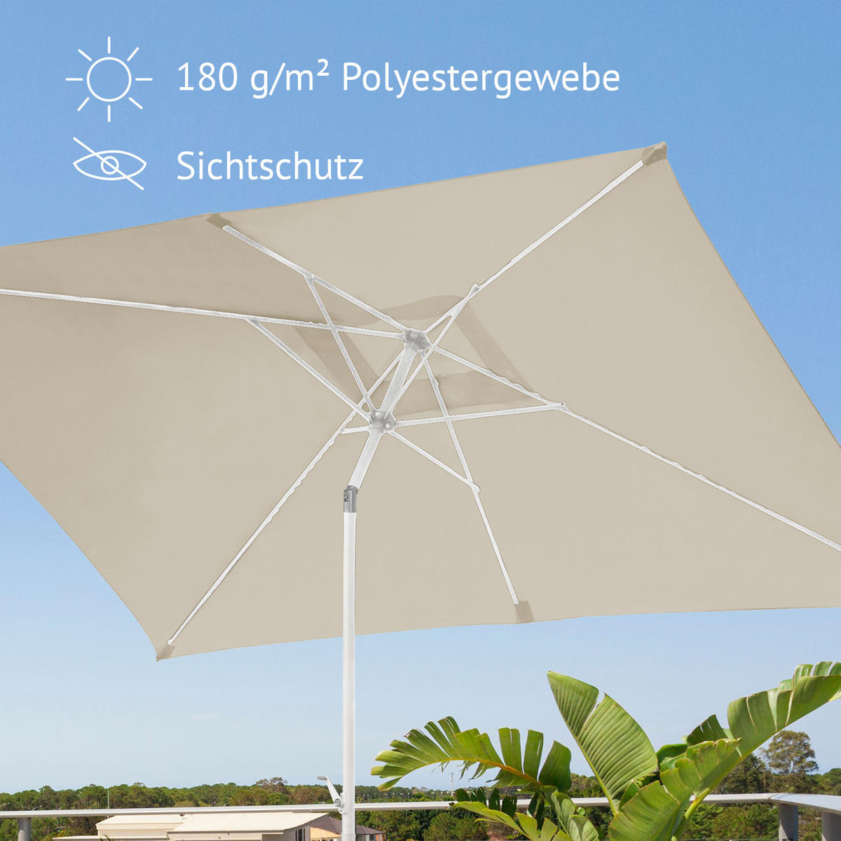 SONNENSCHIRM Set mit Ständer Beige - Beige, Textil (200/300cm) - SVITA