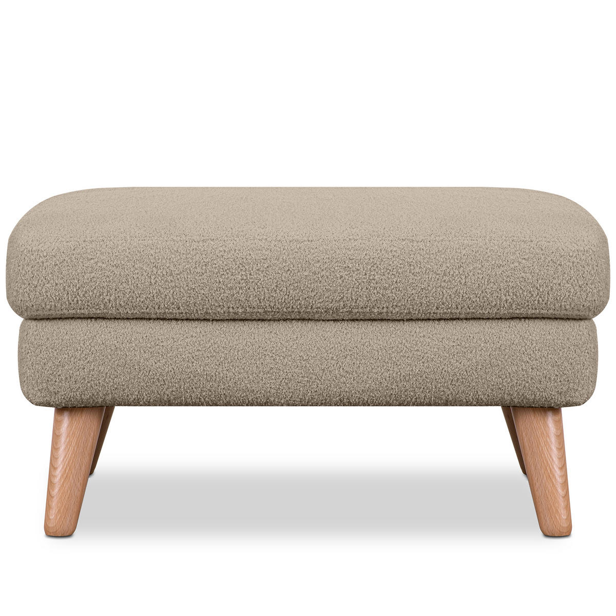 SITZHOCKER TAGIO Pouffe, Dunkelbeige - Hellbraun/Braun, Buchenholz/Textil (65/46/80cm) - KONSIMO®