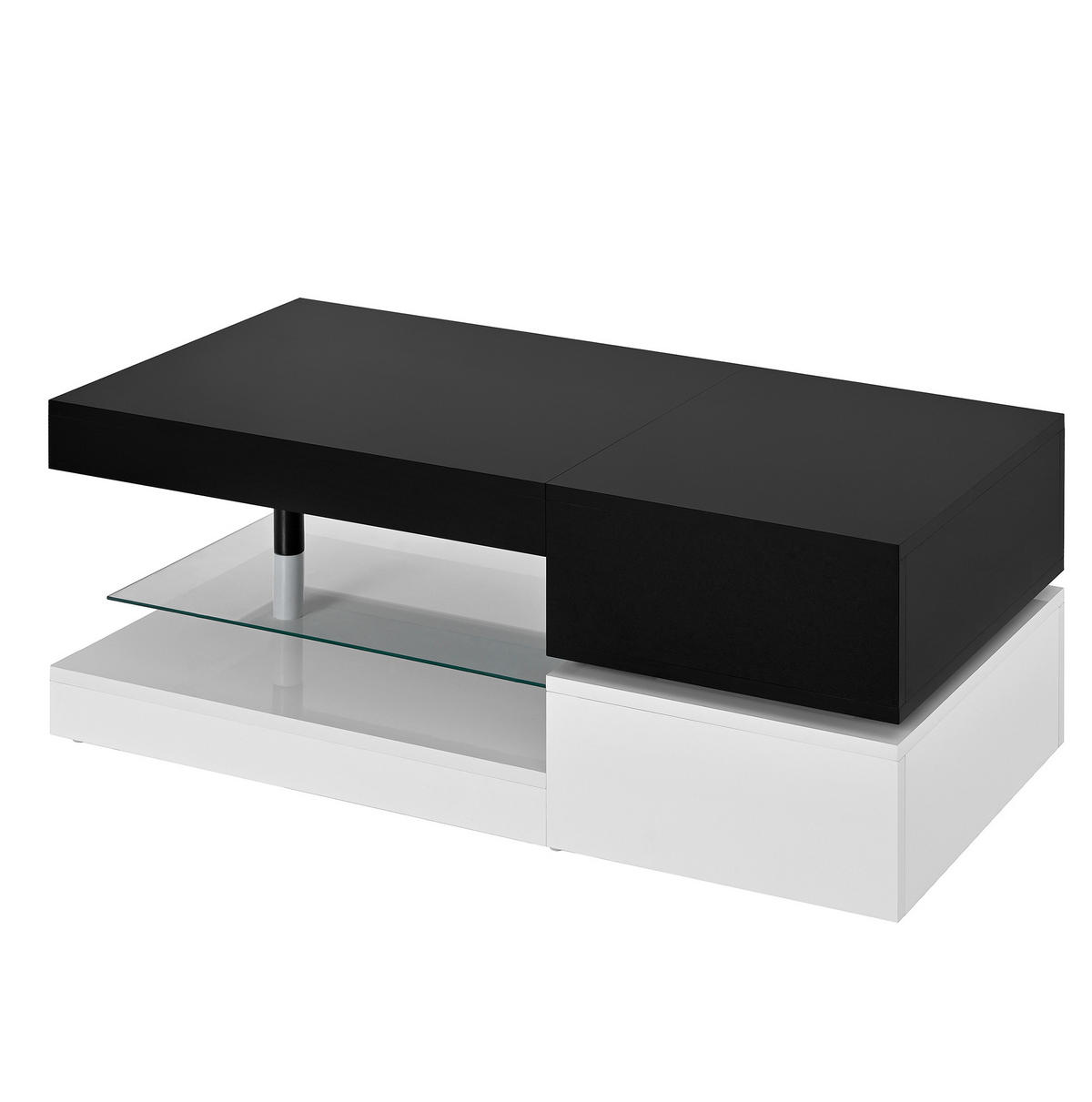 COUCHTISCH aus Spanplatte 90x45x35,5 cm in Schwarz mit LED-Beleuchtung - Schwarz, Holzwerkstoff (90/45/35.5cm) - Modfu