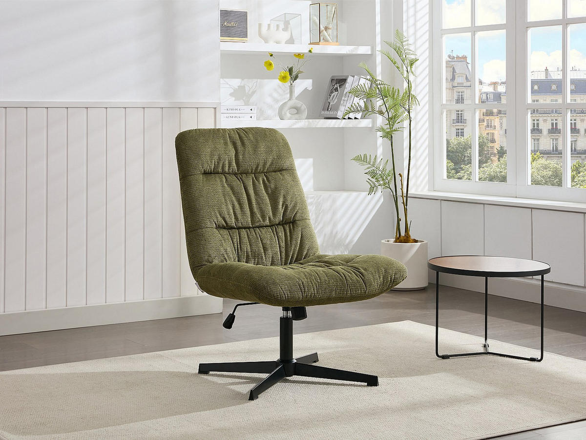 DREHSESSEL - melierter Stoff - Grün - SELENDO - Grün, Textil (77/104/68cm) - Vente-Unique