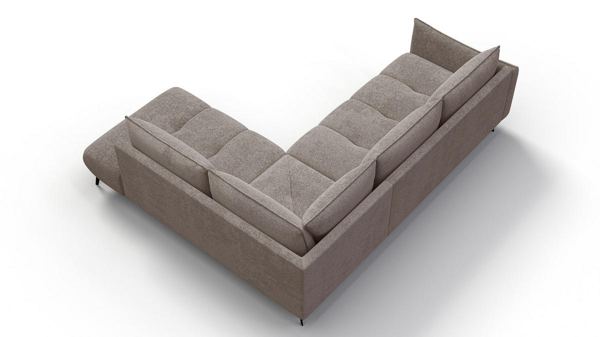 ECKSOFA AERA 5-Sitzer rechts, dunkelbeige - Beige/Schwarz, Holz/Textil (268/206cm) - Courtois Laville
