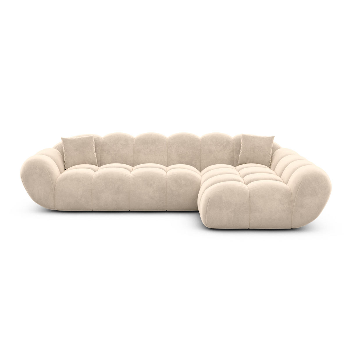ECKSOFA Liva Creme Samtstoff L-Form Rechts - Creme, Textil (160/265cm) - VAROYAL