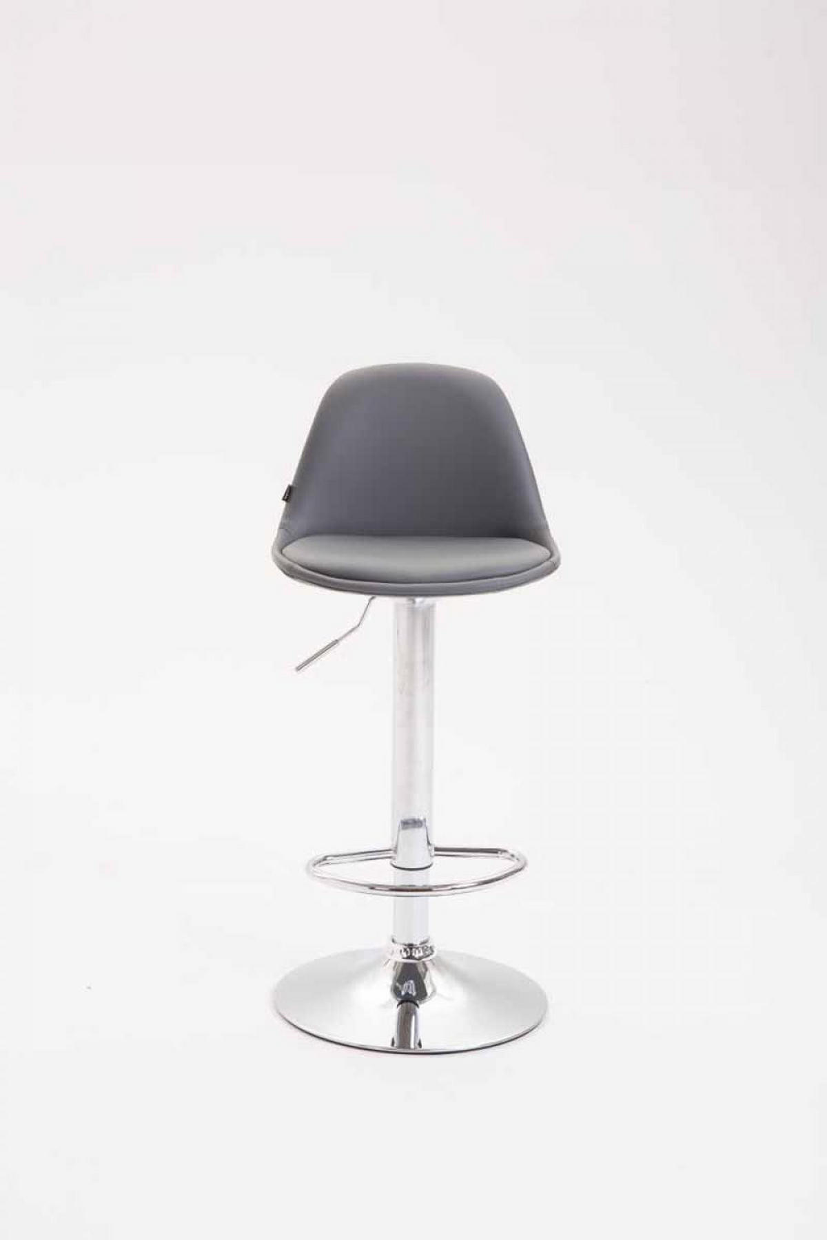 BARHOCKER Lederlook grau - Chromfarben/Grau, Textil/Metall (39/82/43cm) - CLP