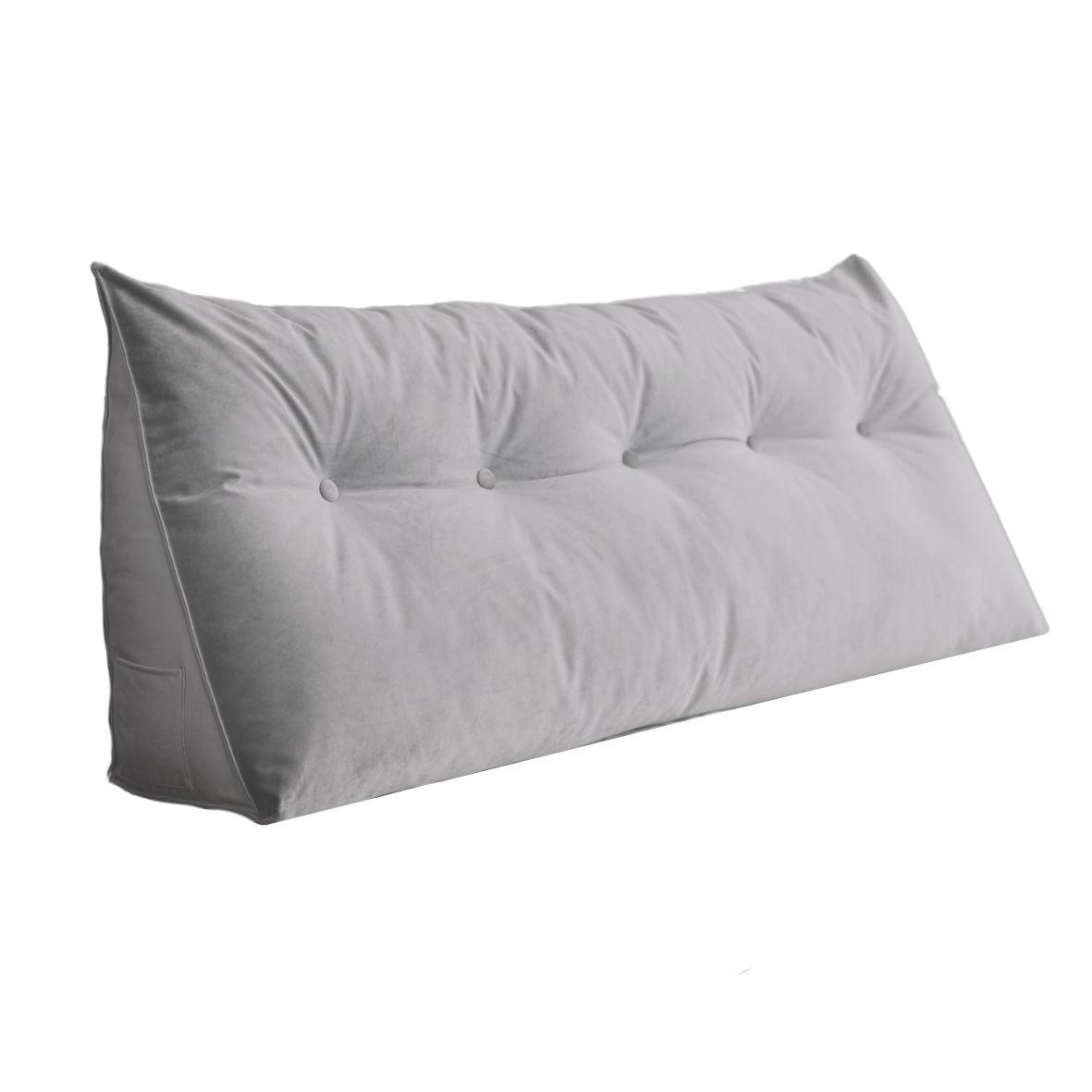 RÜCKENKISSEN Triangel für Bett Grau 160 cm - Hellgrau, Textil (160/27cm) - Visby