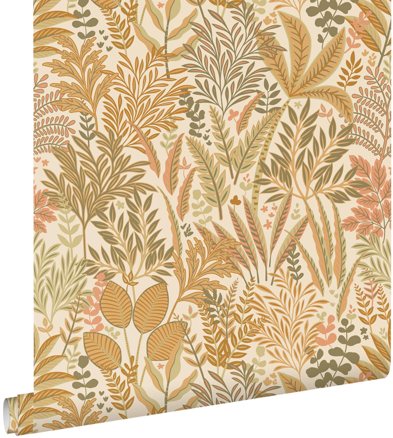 TAPETE tropische Blätter und Blüten 50 x 900 cm - Orange, Papier (50/900cm) - ESTAhome