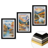 WANDBILDER 3er-Set - 20x30 cm Schwarzer Rahmen - Berglandschaft, Fluss, Herbst - Schwarz, Kunststoff (20/30cm) - ArtPrintCave