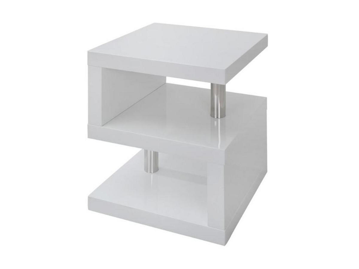 BEISTELLTISCH mit LED-Beleuchtung - MDF - Weiß lackiert - LYLIA II - Weiß, Holz (35/35/45cm) - Vente-Unique