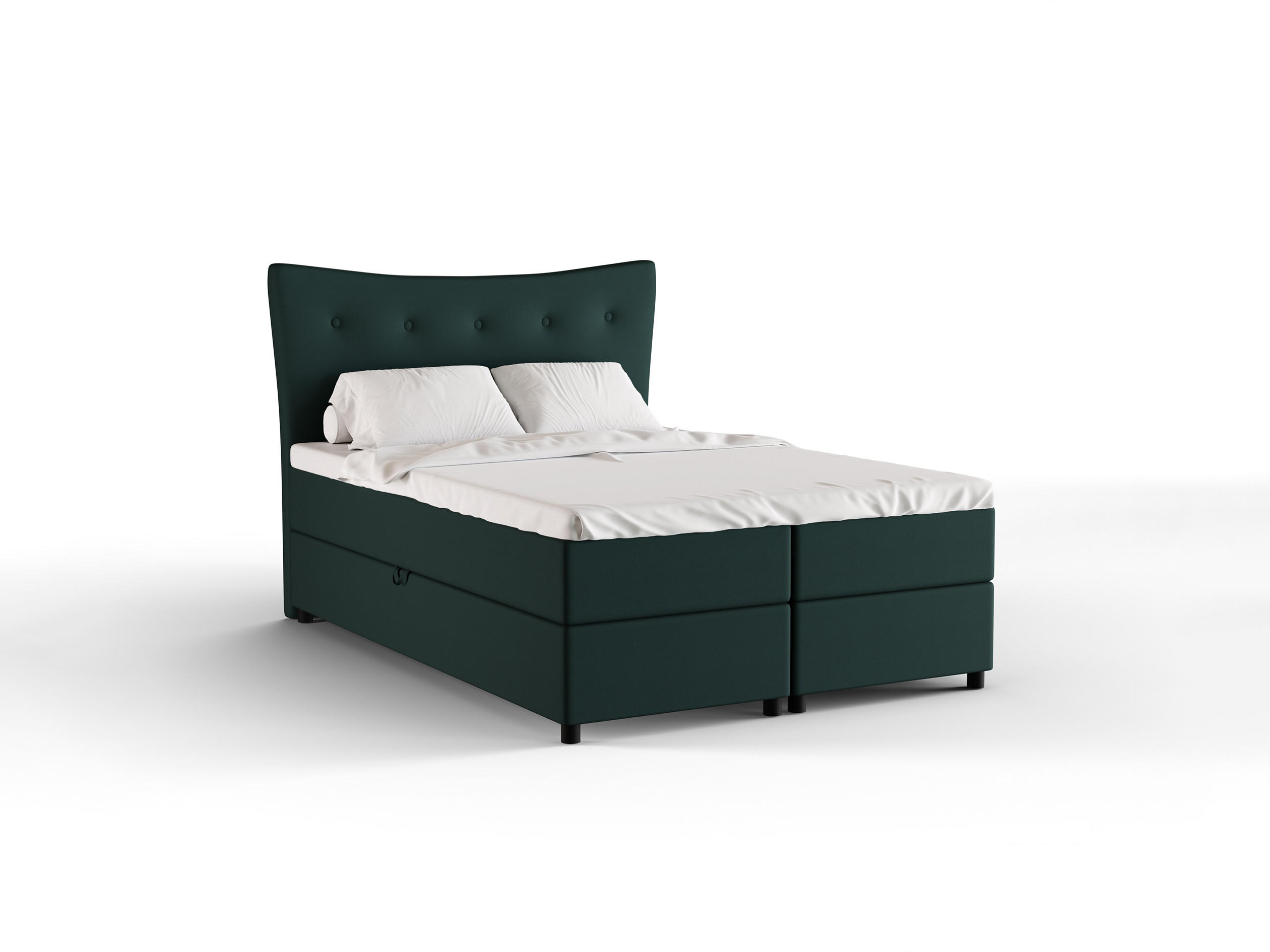 BOXBETT Nevada 140 x 200 cm Doppelbett mit hochwertiger Bonell-Matratze und Topper - grün - Grün, Holz (140/200cm) - Panda Möbel