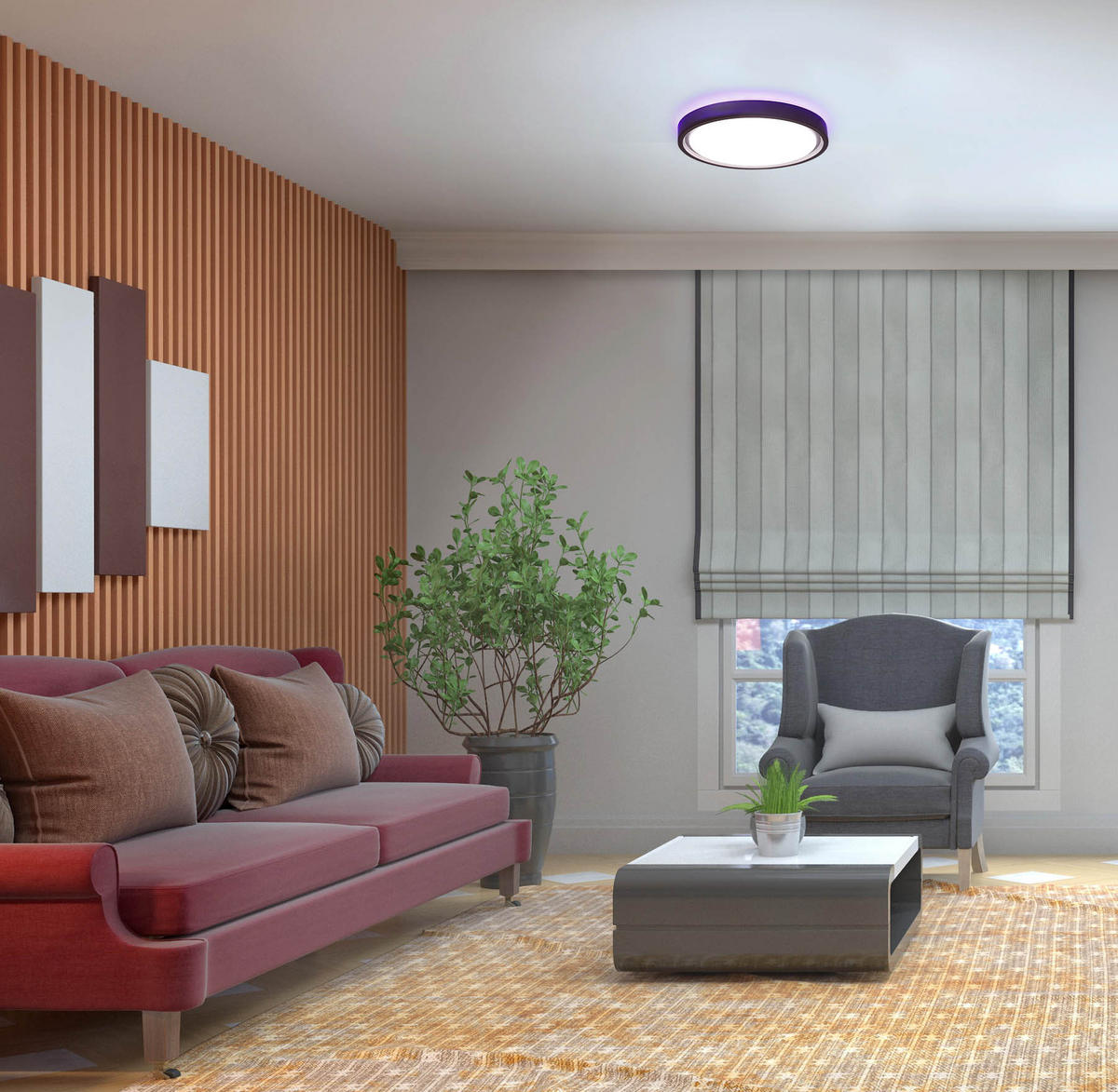 LED-DECKENLEUCHTE - mit Bewegungsmelder und farbiger Hintergrundbeleuchtung in Grau - Grau, Kunststoff (36.5/36.5/7.4cm) - Northpoint