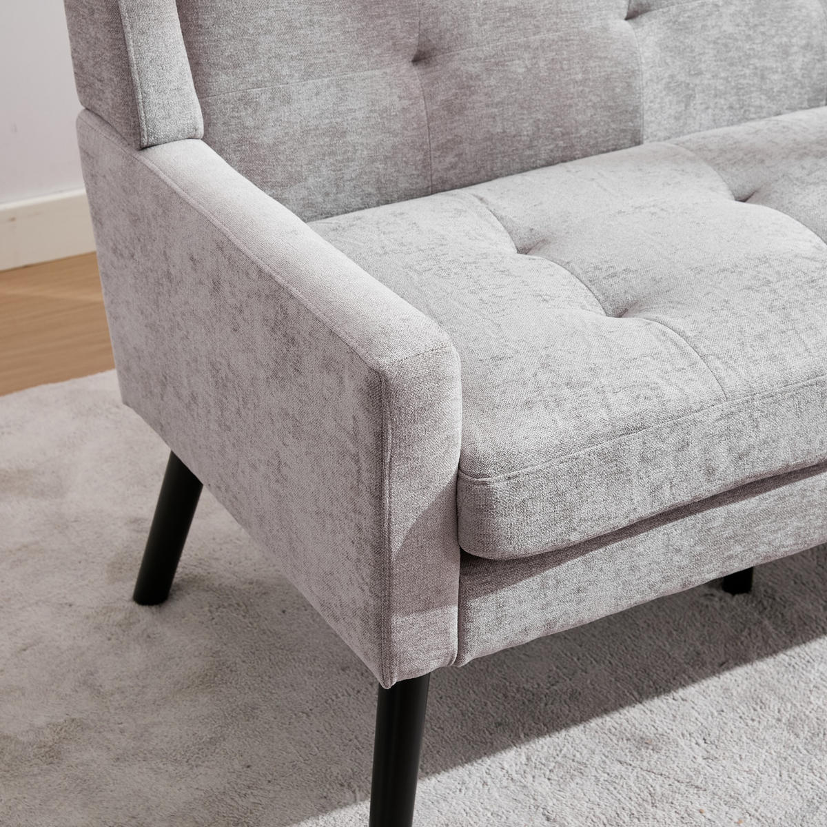 2-SITZER SOFA Leinen Hellgrau - Hellgrau, Holz/Holzwerkstoff (119/88/75cm) - WISHDOR