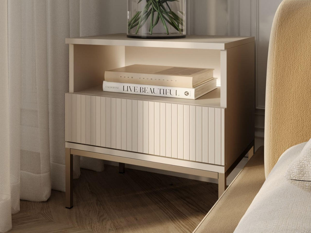 NACHTSCHRANK Kaschmir 54 cm Deo - Kaschmir/Champagner, Naturmaterialien/Metall (54/56/39cm) - Graingold