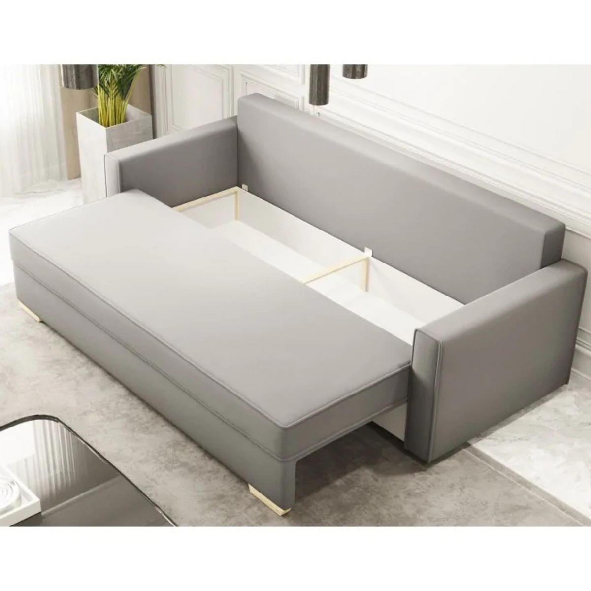 SCHLAFSOFA MARO, Sofa mit Schlaffunktion und Bettkasten, Farbe: Gelb, Veloursstoff - Gelb, Textil (217/92/85cm) - Sepro Meble