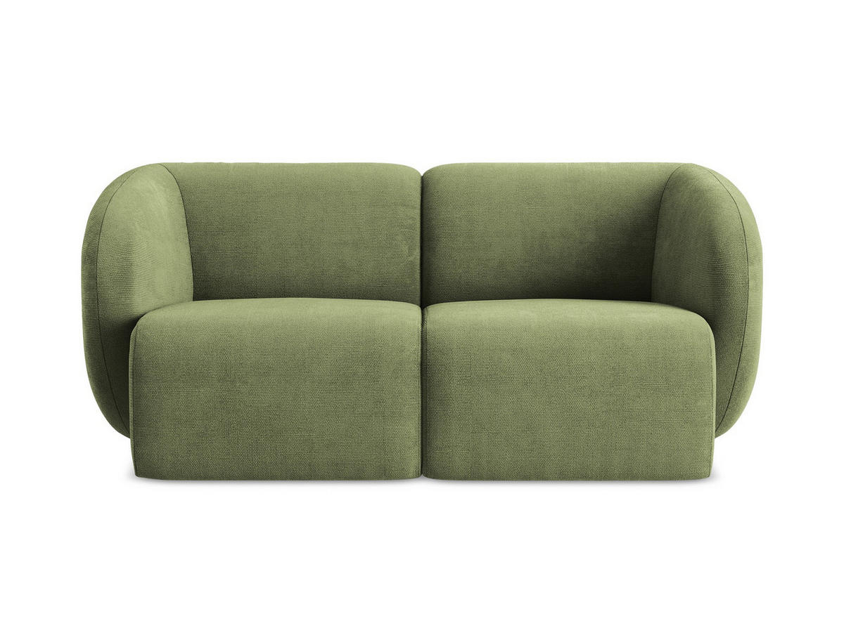 2-SITZER-SOFA Chenille Stoff Grün - Schwarz/Grün, Holzwerkstoff/Kunststoff (174/75/94cm) - Makamii