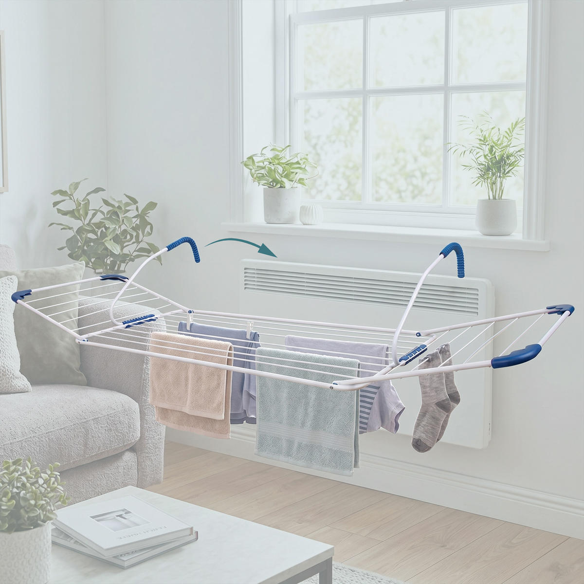 WÄSCHESTÄNDER Weiß Blau 15 m - Weiß, Kunststoff/Metall (175/29/55cm) - Relaxdays